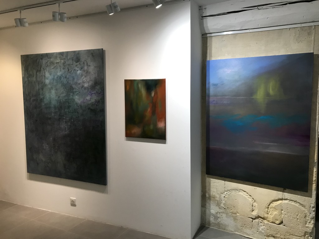 exhibition with abstract and text related works of Diana Hajji at bengtssonfineart