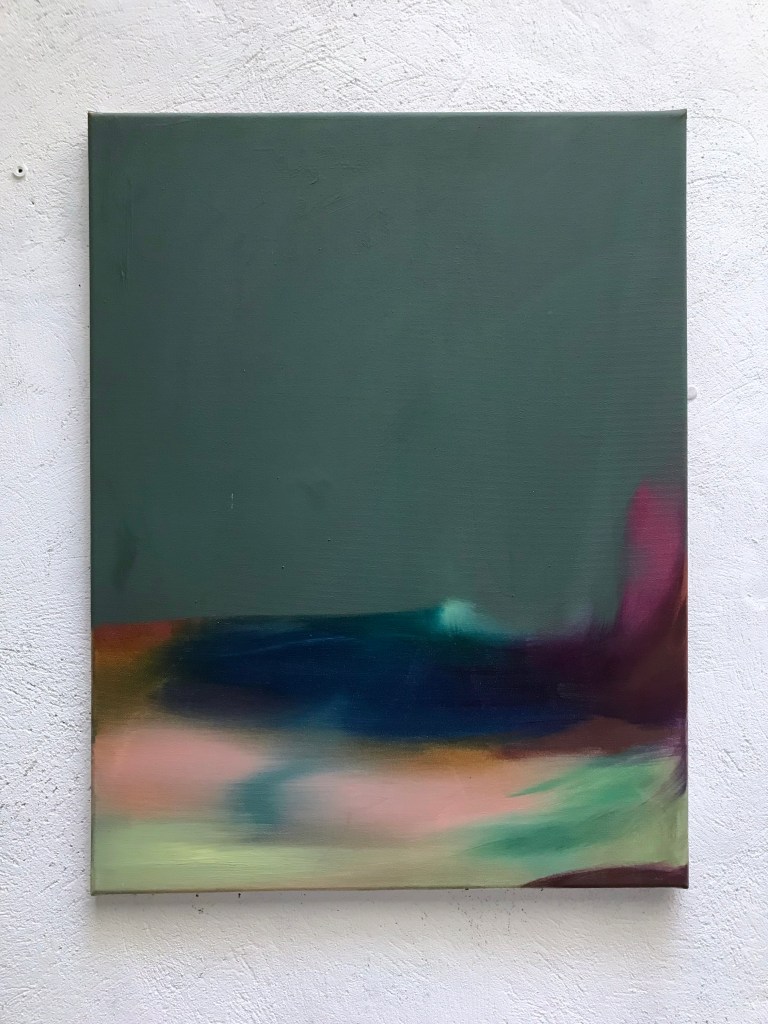 abstract painting by Diana hajji with a plain color